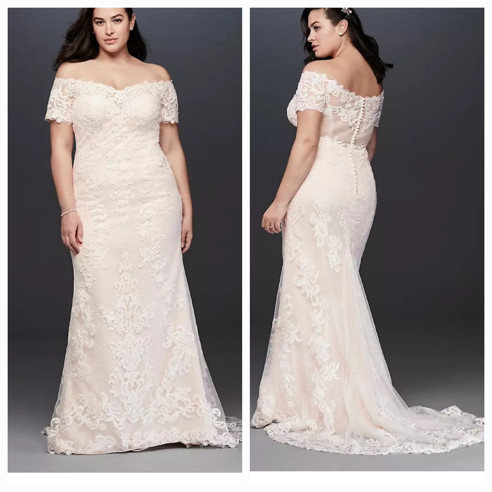 Galina Elegant Lace Off-Shoulder Wedding Dress Size 24W